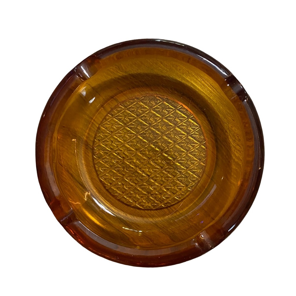 Vintage Amber Federal Glass Ashtray Mid Century Modern